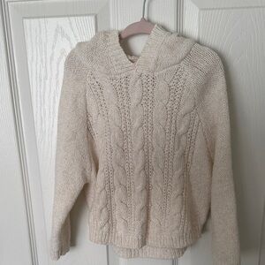 Cat & Jack Cream Cable Knit Hooded Sweater